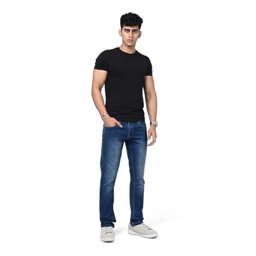 Image of WROGN Men's Slim Fit Jeans | Cotton Stretch | Solid | Casual Denim