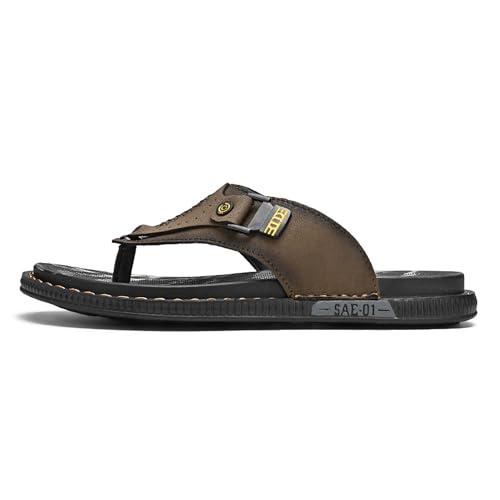 Premium Men's Leather Flip Flop Sandals Durable Pigskin Upper Anti Slip Rubber Sole Fashion Casual Sandals Hand Stitched Enjoy Comfort and Fashion2