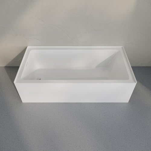 Image of Swiss Madison Voltaire 72 x 32 Skirted Left Drain Soaking Alcove Bathtub in Glossy White, Drain Included
