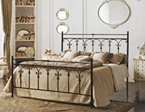  Sedam Srl Letto 1 Piazza e Mezza, in Ferro BATTUTO, Modello Amelia, Vari Colori, 100% Made in Italy (Avorio Sfumature Oro + Rete Compatibile 120x190 + Materasso Compatibile 120x190 Alta QUALITA\')