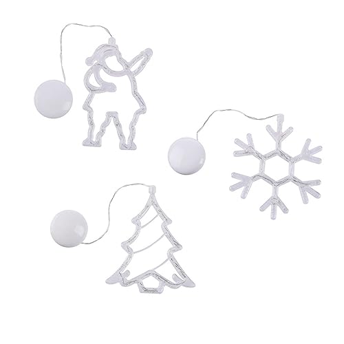 KONTONTY 3pcs Led Cup Christmas Decorative Lights Xmas Ambience Lamp for Holiday Parties Featuring Santa Snowflakes and Christmas Tree Designs Battery Not Included