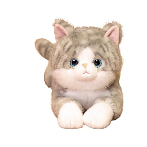 Peluche chat réaliste jouet doux coussin de 50 cm pose allongée