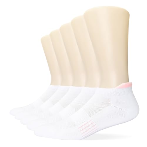 Image of Women's & Men's Breathable Athletic Running Low Cut Socks Cotton Cushioned Ankle Tab Socks, 5 Pairs