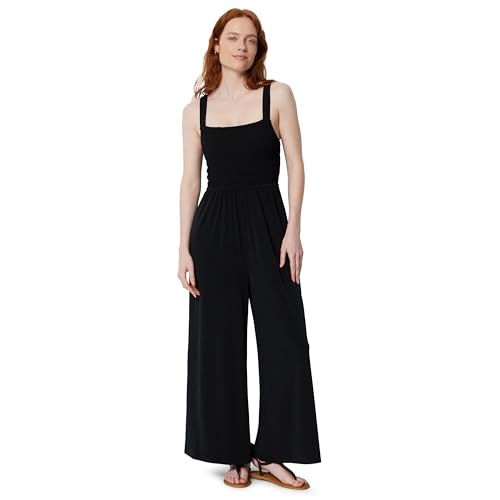 Amazon Essentials Womens Square Neck Wide Leg Sleeveless Jumpsuit Black Medium