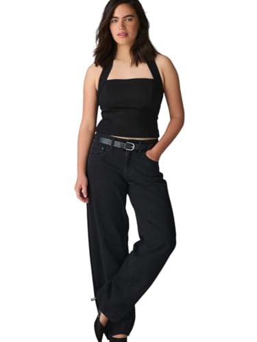 Image of KOTTY Women's High Rise Wide Leg Jeans|Cotton Blend Straight Fit Denim|Trendy Comfortable Casual Wear