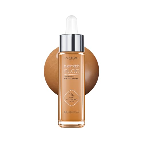 LOreal Paris True Match Tinted Serum Foundation 1% Hyaluronic Acid Hydrating Formula Replumps Skin in 1 Hour for a Natural Glowing Finish 30 ml Shade 5-6 Medium Tan