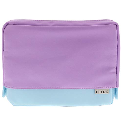 Sun-Star Stationery Square Pouch (L) [DELDE/Light Violet x Light Blue] (Japan Import)