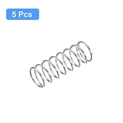 Image of uxcell Compression Spring, 5Pcs 304 Stainless Steel, 10mm OD, 0.8mm Wire Size, 25mm Free Length, Silver Tone