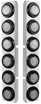 United Pacific 37345 Air Cleaner Light Box Panel Stainless Steel, 12 Cutouts, 2" Lights Red Led/Clear Lens