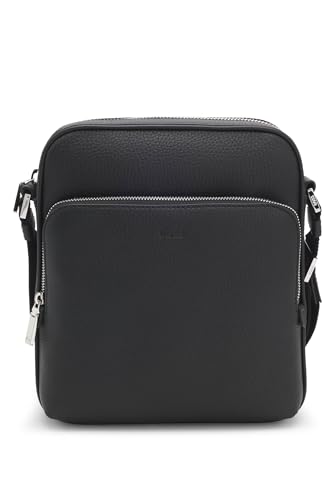 BOSS Hommes New Crosstown NS Zip Sac reporter en cuir italien avec logo en relief