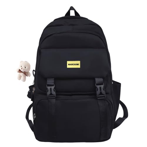 Mochila Bolsa Impermeável Jovem Escolar Elegante Academia Faculdade Viagem Trabalho Treino Unissex Leve Casual Fashion Unissex (Preto)