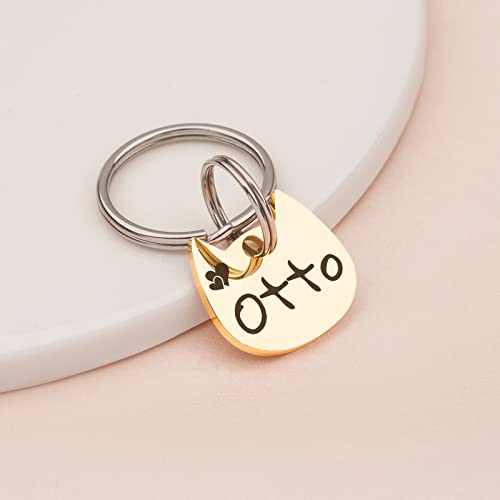 Anavia Cat Head & Fish Shape Pet Id Tags, Personalized Funny Icon Design Cat Name Tag, Customized Gold Plated Glossy Stainless Steel Black Rainbow Cat Dog Collar Tag (Small, Cat Head Shape, Silver) #TOP6