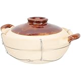 Housoutil Cacerola China de Barro Asa Capacidad 05L Color Blanco Olla para Guisos y Sopas Utensilio de Cocina Tradicional para Arroz y Estofados Adecuado para Uso Doméstico y