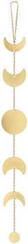 Mkono Moon Phase Wall Hanging Metal Boho Home Decor Vertical Chic Moon Garland for Dorm Nursery Bedroom Living Room Apartment Office, Decorative Wall Art Gift for Girls Mom, Gold