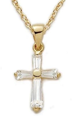 True Faith Jewelry Gold Plated Cross Pendant Necklace Religious Jewelry, 58 Inch