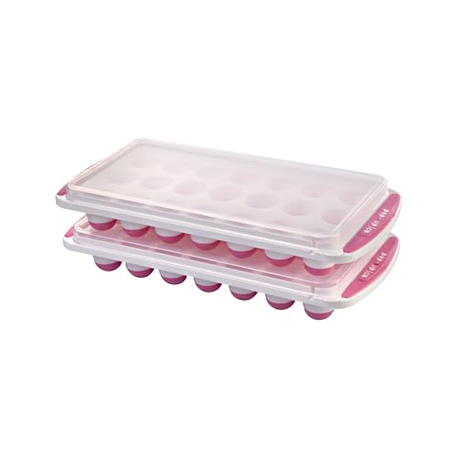 Joyo Pop Up Ice Tray Square for Freezer I 21 Cavity I Pop Up Ice Cube Trays with Lid I Easy Release I Flexible Silicone Bottom I Stackable I Food Grade Plastic I BPA Free I Set of 2 Pcs - Pink (B0D2HXXDPK) Amazon Price History, Amazon Price Tracker
