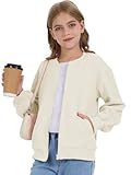 CharmWM Girls Bomber Jackets Lightweight Zip Up Fashion Kids Cute Jacquard Coats Fall Varsity Outwear Clothes