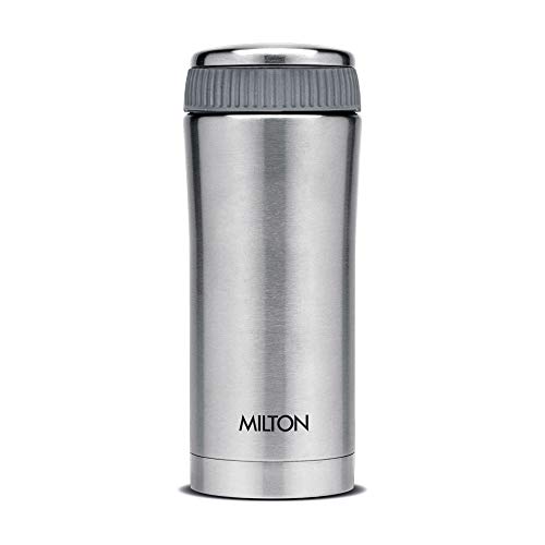 Image of Milton Thermosteel Duo Deluxe-1000 Bottle Style Vacuum Flask, 1 Litre, Silver + Milton Thermosteel Optima 420 Stainless Steel Flask, 420ml, Steel