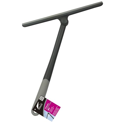 KERKOM Rasqueta Limpiacristales Giratoria 360º – Cabezal orientable para ángulos difíciles – para Ventanas Espejos y mamparas – Limpieza rápida sin esfuerzos