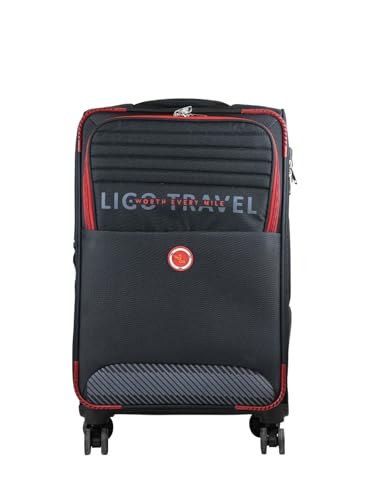 Image of Ligobags Polyester 8 Wheels 360 Degree Wall Street Soft-Sided Cabin Luggage Laptop Roller Case |24 Inch Trolley Bag