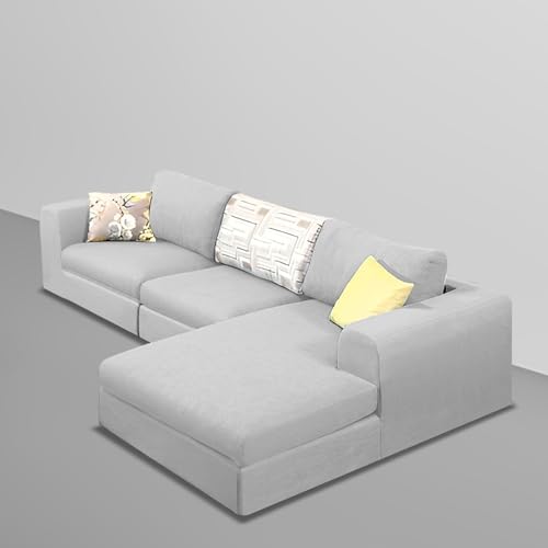 Image of Koza RHS 4 Seater L Shape Sofa Set for Living Room (Grey Fabric) Premium Fabric Sofa