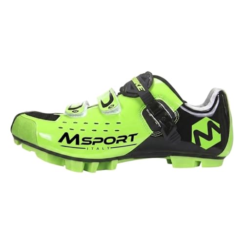 Msport MTB-Schuhe Herren/Damen Mountainbike-Schuhe Professionelle Spinning-Schuhe Atmungsaktiv und rutschfest Kompatibel mit SPD-Pedalen - Grün 42 EU