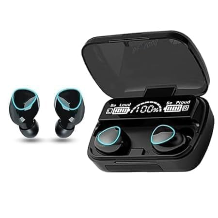 M10 TWS Bluetooth 5.1 Wireless Earbuds with Mic, 3500 mAh LED Display Charging Case, Hi-Fi Stereo Bass, IPX7 Waterproof Earphones, Touch Control, Long Battery, for Men & Women