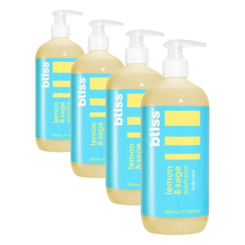 Image of Bliss Soapy Suds Body Wash - Lemon and Sage - 17 Fl Oz - Gentle and Hydrating for Supremely Soft Skin - Paraben Free - Vegan & Cruelty Free (Pack of 4)