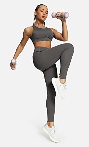 Image of QUEENIEKE BareFlow Women's Sports Bras with Phone Pocket Medium Impact Padded Racerback Workout Gym Crop Top Running Yoga Bra