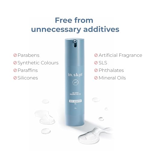 Image of in.skin Deep Hydration Gel with 2% Hyaluronic Acid HA5 Matrix, 4% Saffron Extract & Aloe + Cucumber | Lightweight Hydrating Face Gel for Dry & Dull Skin | Brightening & Soothing Moisturizer (50 g)
