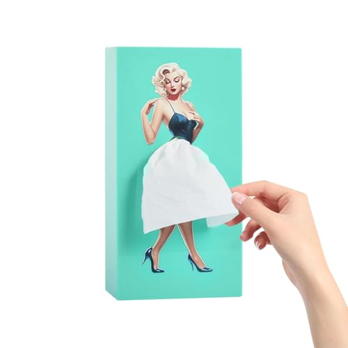Sirmme Funny Skirt Tissue Box Cover Vintage Classy Cute Lady Skirt Tissue Box Holder Rectangular Creative Unique Decorative Tissue Box Cover for House Bathroom Living Room Bedroom & Office Mint
