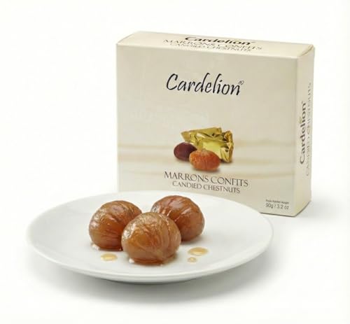 Cardelion Marron Glace - Castañas confitadas, Ocasiones especiales Adecuado para todas las estaciones (90 gramos 3,2 onzas, 5 piezas)