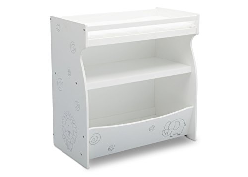 Image of Delta Children 2-in-1 Changing Table and Storage Unit, Bianca White with Animal Motif