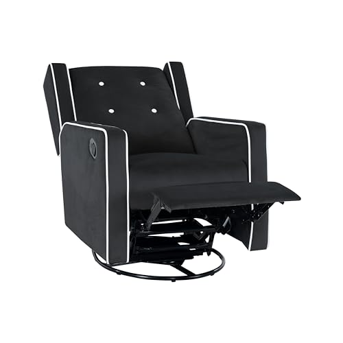 Nursing Chair for Breastfeeding and Bonding, 360° Swivel Rocker Recliner with Adjustable Recline Range, Ergonomic Lumbar Support, Adjustable Footrest, Easy Assembly, Soft Microfiber Fabric