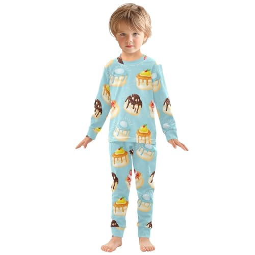 Pajama Sets Long Sleeve Sweet Dessert Colorful Pattern Soft Comfy Sleepwear 2 Piece PJS 3-8T2