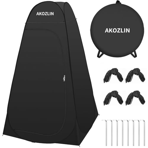 Image of AKOZLIN Portable Pop Up Shower Privacy Shelters Instant Tent Dressing Changing Outdoor Camping Toilet Tent Black
