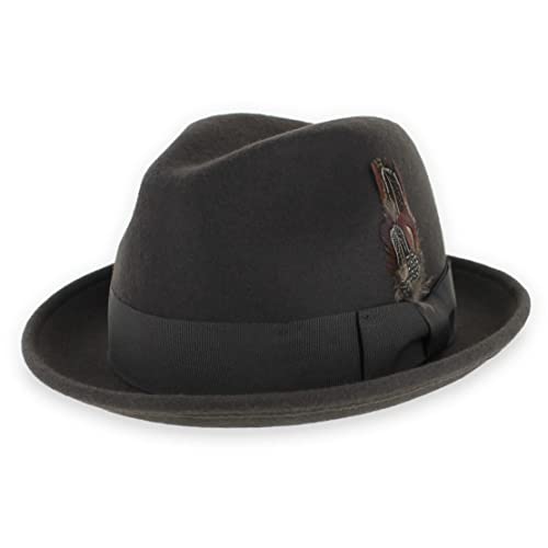 Belfry Trilby Men/Women Snap Brim Vintage Style Dress Fedora Hat 100% Pure Wool Felt Available In Black, Grey, Pecan (Brown Xl) #TOP10