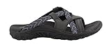 Skechers Womens Reggae - Soundstage Slide Multi-Strap Sandal, Black, 7 M US