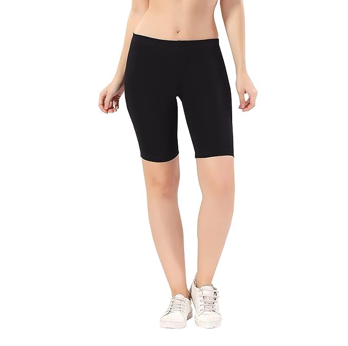 Nature Light Lycra 4Way Girls And Womens Shorts For Dance Exercise Workout Yoga Gym Cycling Running Swiming Sports Tighty Under Dress Tight Shorts Stretch Short Pants (Black) 28-image-1