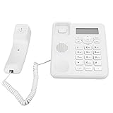 Teléfono Residencial con Cable, Teléfono de Escritorio DTMF/FSK con Pantalla de Identificación de Llamadas, Consulta de Información, para Hotel de Oficina en Casa - Blanco