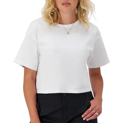 T-shirt court Champion Heritage blanc pour femme en coton épais XS