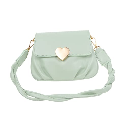 Sac à main cuir PU pêche pour femme avec bandoulière et fermoir cœur