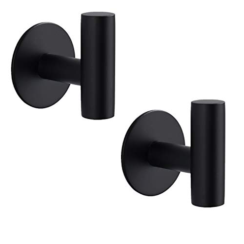 Celbom 2Piezas Ganchos Adhesivos Para Pared Acero Inoxidable Gancho Para Toallas de Baño Para Baño y Cocina Sin Agujeros Redondo negro Cover