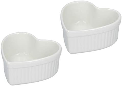 la Porcellana Cupido Heart Ramekin Set Gift Box, Porcelain, White, 9.5 x 9.5 x 4.2 cm