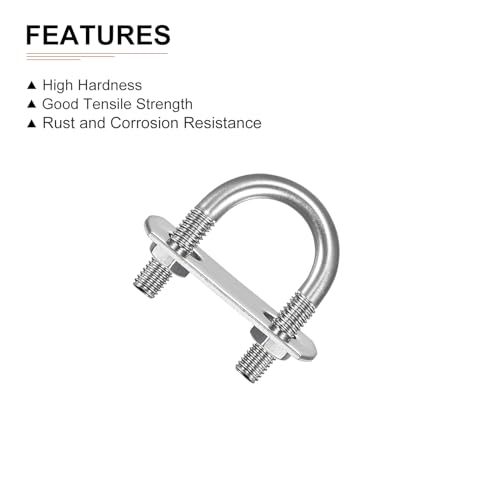 Image of DTGN M6x18x36mm(ThreadxWxL) Round U Bolt - 3Pack - Good for Trailer Pipe Replacement Parts - 304 Stainless Steel U Shape Bolts