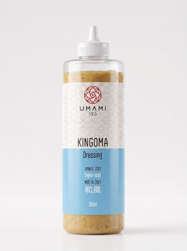 Umami Kingoma Salsa de Sésamo Tostado Japonesa 500ml - Aderezo Cremoso para Ensalada, Poke Bowl y Carne - Sin Gluten - Sabor Auténtico Japonés - Botella PET