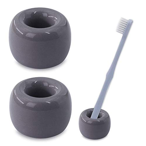 Airmoon Mini Ceramics Handmade Couple Toothbrush Holder Stand For Bathroom Vanity Countertops,Dim Gray, Pack Of 2 #TOP26