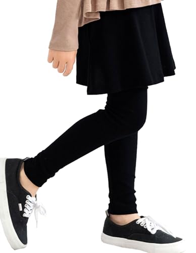 [Bee] ビー 10分丈スカッツ ガールズ 女の子 キッズ フレア レギンス付きスカート 無地 ポケット 春 秋 冬 bbb01336 130cm ブラック×ブラックレギンス