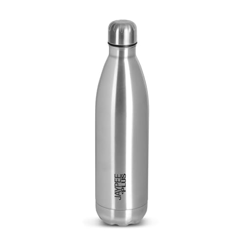 Jaypee Plus Alpha Vaccum Insulated Thermosteel 24 Hours Hot and Cold Water Bottle for School, Office, Home, Gym Double Walled Leakproof, Rust Free Steel Bottle 500 ml Flask, Metallic