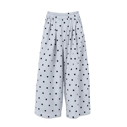Pantalon d'été léger aspect lin à pois pour vos vacances et loisirs